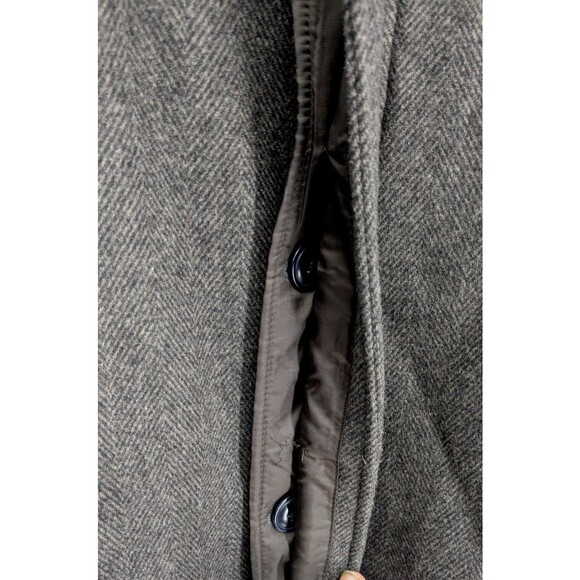 LANDS END Mens Winter Coat SIZE L/T 42/44 65% Wool Gray Herringbone Great - Picture 10 of 14